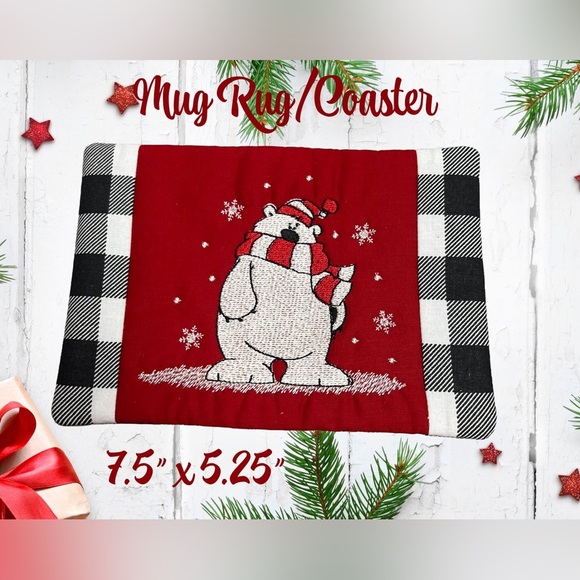 Hand Crafted Mug Rug Coaster Embroidered Cotton Fabric Padded Absorbs Liquid - Picture 4 of 11